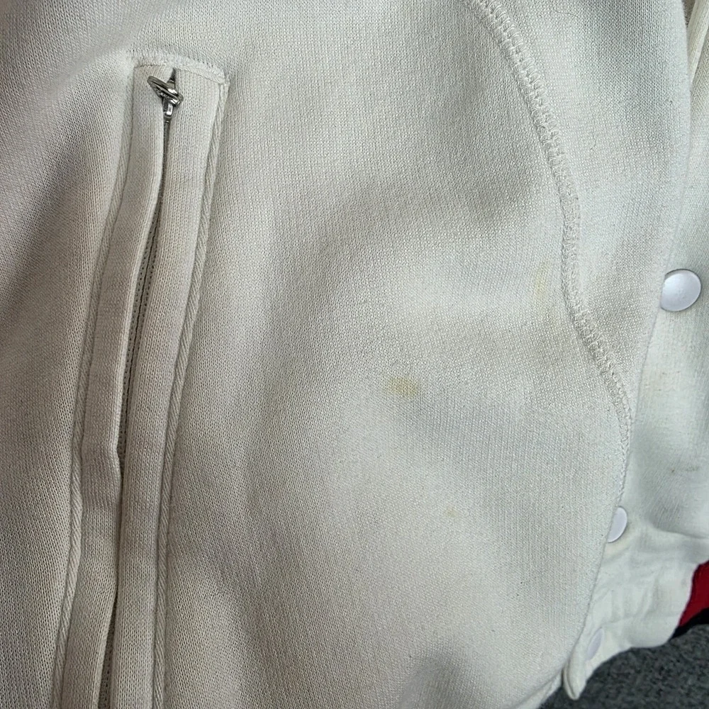 Jordan Mens L White Red Hooded Varsity Snap Jacket Hoodie Jumpman Chicago Bulls